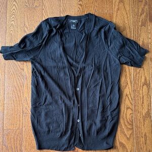 Ann Taylor Black Lightweight Short-Sleeve Cardigan